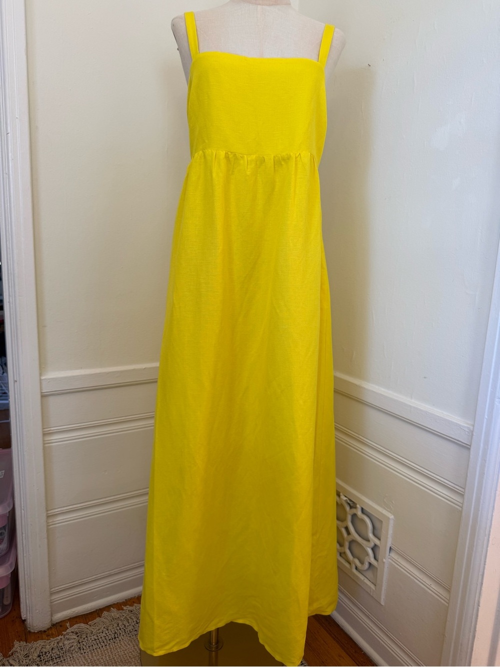 NWT L’AGENCE Jessamy Laser Lemon Linen Maxi Dress Size 8 Yellow $450